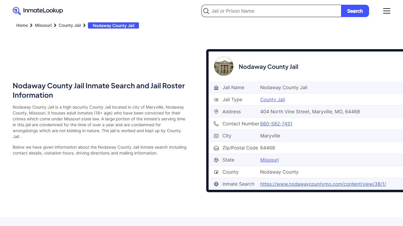 Nodaway County Jail Inmate Search and Jail Roster Information