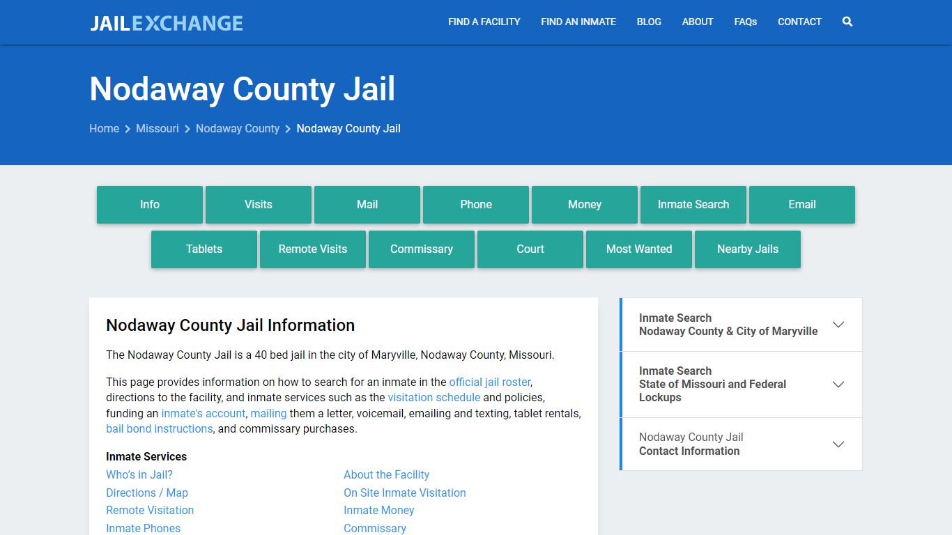 Nodaway County Jail, MO Inmate Search, Information